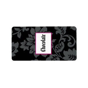 1.25" x 2.75" Hershey's Black Floral Hot Pink Stri Label