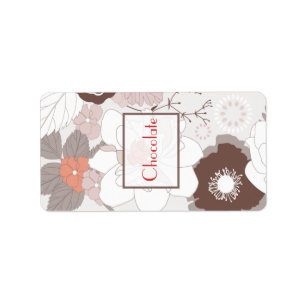 1.25" x 2.75" Hershey's Coral Pink Brown Floral Fl Label