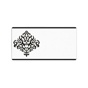 1.25" x 2.75" Mailing Address Black and Grey Damas Label