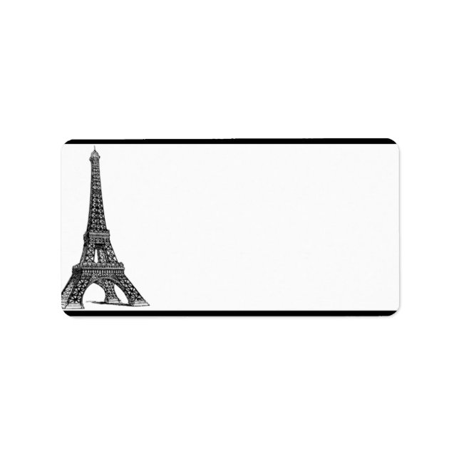 1.25" x 2.75" Mailing Address Black Eiffel Tower Label (Front)