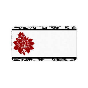 1.25" x 2.75" Mailing Address Black Flourish Red S Label