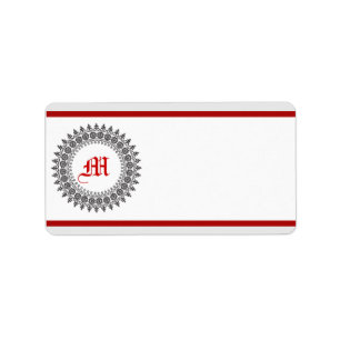 1.25" x 2.75" Mailing Address Grey Red Formal Prin Label