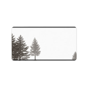 1.25" x 2.75" Mailing Address Grey Winter Tree Sno Label