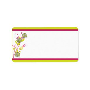 1.25" x 2.75" Mailing Address Lime Green/Hot Pink Label