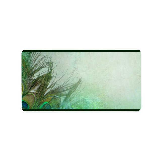 1.25" x 2.75" Mailing Address Peacock Green Feathe Label (Front)