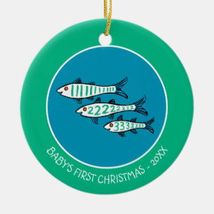 1, 2, 3 Fish with Little Fish and Coral Ceramic Tree Decoration