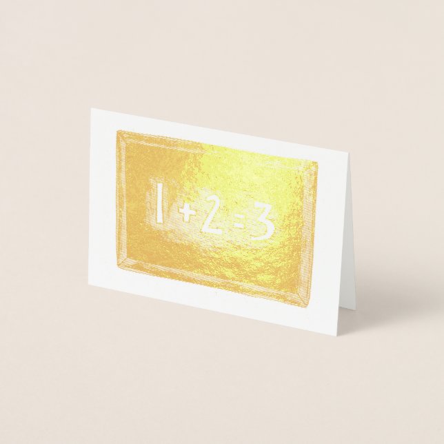 1+2=3 Math Teacher School Class Chalkboard Slate Foil Card (Front)