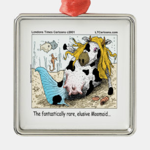 1/2 Cow 1/2 Mermaid Moomaid Funny Metal Tree Decoration
