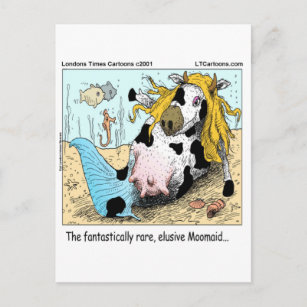 1/2 Cow 1/2 Mermaid Moomaid Funny Postcard