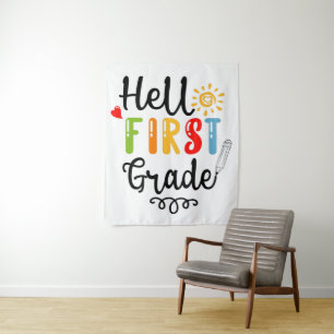 1/2- Hello First Grade Shirt, First Grade Student Tapestry