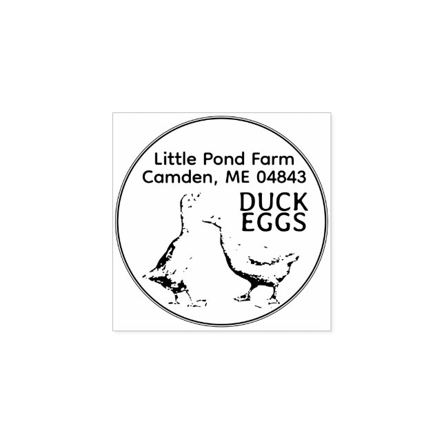 1" 2" or 2.5" Your Farm Domestic Duck Egg Carton   Rubber Stamp (Imprint)