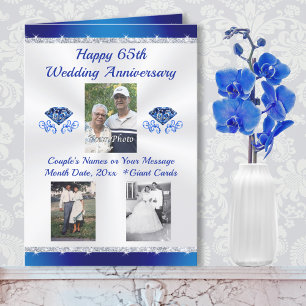 1, 2 or 3 PHOTO, 65th Wedding Anniversary Card