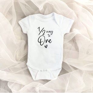 1/2 Way To One Half Birthday 6 Month Milestone Baby Bodysuit