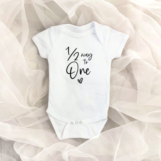 1/2 Way To One Half Birthday 6 Month Milestone Baby Bodysuit (Creator Uploaded)