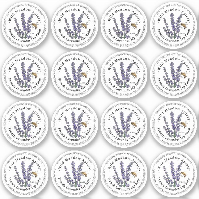 1.33" Lip Balm 0.5 oz Metal Container Lid Label (Front)