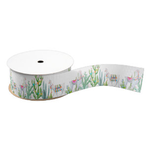1.5" Grosgrain Ribbon Boho Llama Bohemian Cacti De