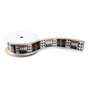 1.5 Inch Blessed Feathers in Orange Satin Ribbon