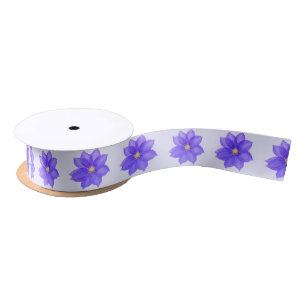 1.5"  Purple Clematises Satin Ribbon Gift Wrap