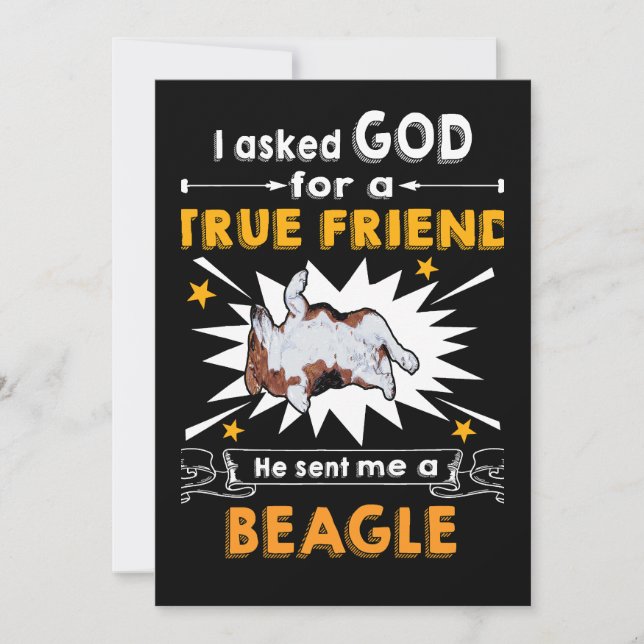 1 Asked God - True Friend - A Beagle Holiday Card (Front)