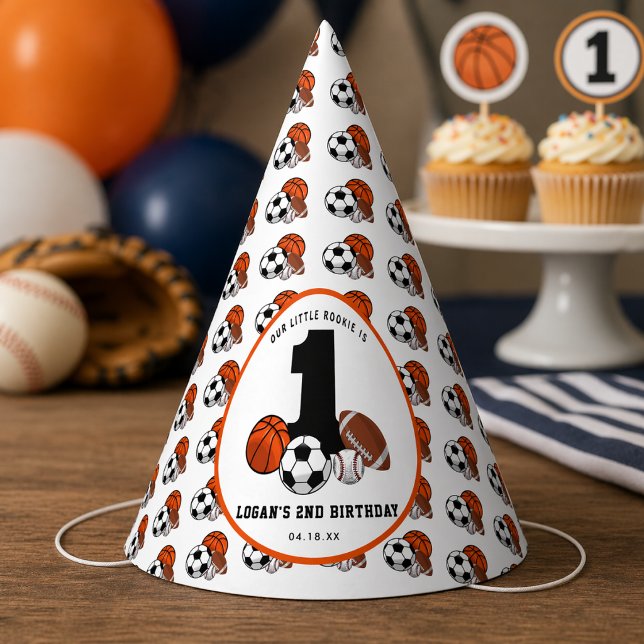 1 Ball Sports Theme Boy’s 1st Birthday Party Hat (1 Ball Sports Theme Boy’s 1st Birthday Party Hat)