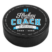 #1 Best Hockey Coach Personalised Team Roster Hockey Puck (3/4)