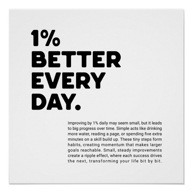 1% better every day motivational poster (Front)