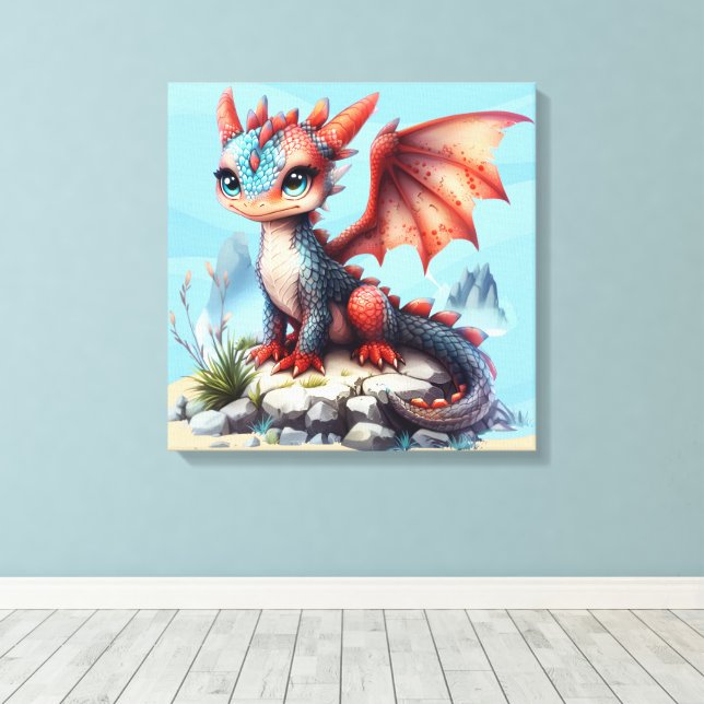 #1 Big Eye Dragon  Canvas Print (Insitu(Wood Floor))