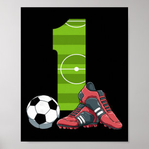 1 Birthday Soccer First Birthday Footll Kids  Poster