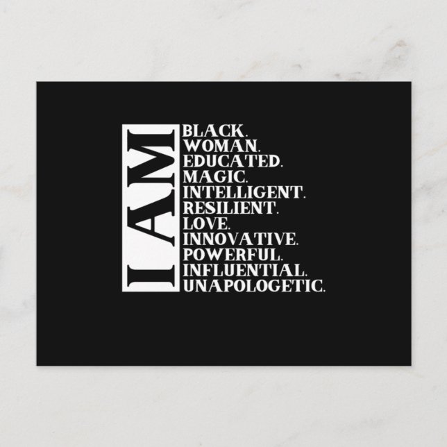 1 Black Woman Saying I Am Manuel.Png Announcement Postcard (Front)