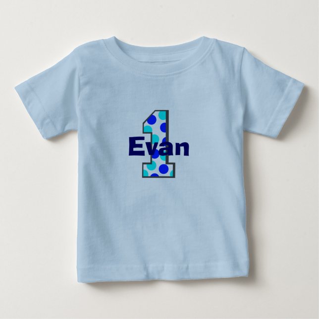 1 Blue Polka Dots Birthday Boy Shirt (Front)