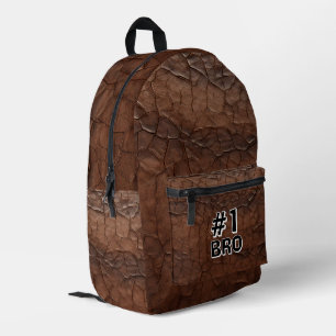 #1 Bro Leather-look Printed Backpack