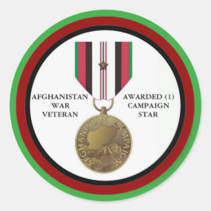 1 CAMPAIGN STAR AFGHANISTAN WAR VETERAN CLASSIC ROUND STICKER