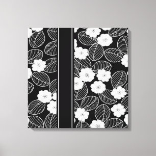1 Canvas Black White Trim Damask Floral (a)