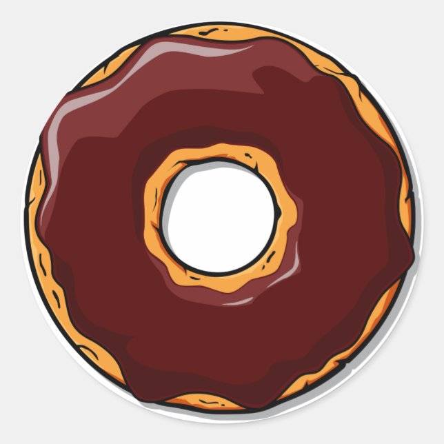 1 Cartoon Chocolate Doughnut Design Classic Round Sticker (Front)