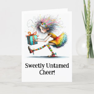 *  1 Colourful  Whimsical Christmas Girl  Gift AP9 Thank You Card
