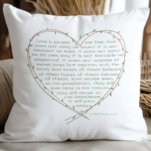 1 Corinthians 134 Love is Patient Green Vine Heart Cushion