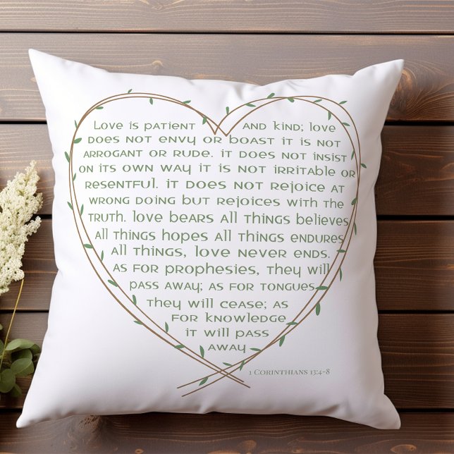 1 Corinthians 134 Love is Patient Green Vine Heart Cushion (Creator Uploaded)