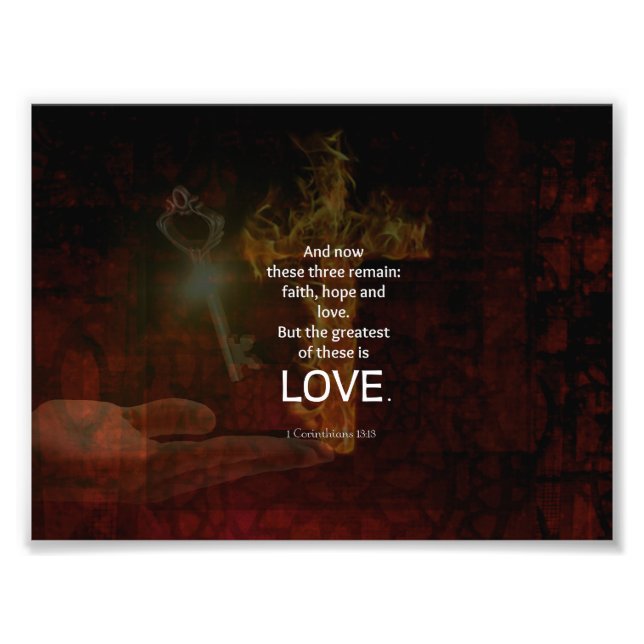 1 Corinthians 13:13 Bible Verses Quote About LOVE Photo Print (Front)