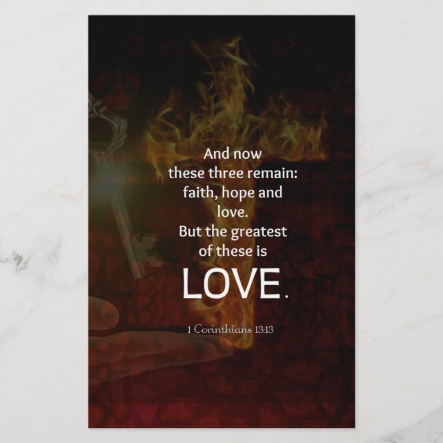 1 Corinthians 13:13 Bible Verses Quote About LOVE Stationery (Front)