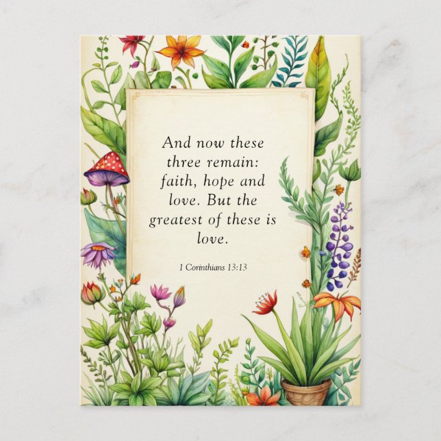 1 Corinthians 13:13 Christian Bible Verse Postcard (Front)