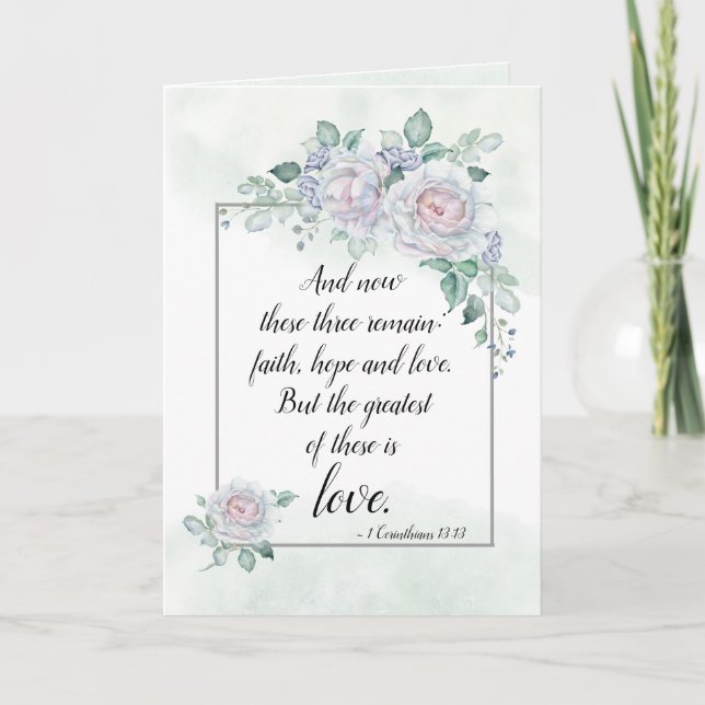 1 Corinthians 13:13 Faith Hope Love, Bible Verse Card (Front)