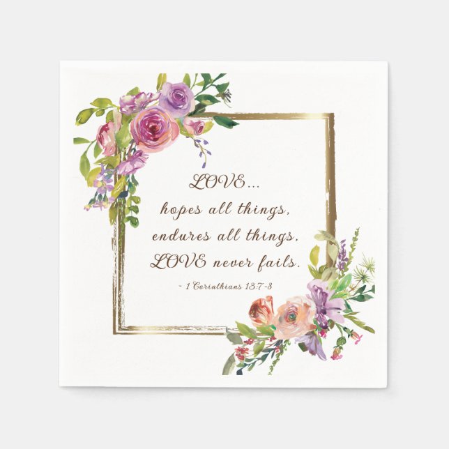 1 Corinthians 13:13 Faith Hope Love Bible Verse Napkin (Front)