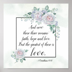 1 Corinthians 13:13 Faith Hope Love, Bible Verse Poster