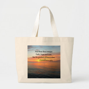 1 CORINTHIANS 13:13 SUNRISE PHOTO LARGE TOTE BAG