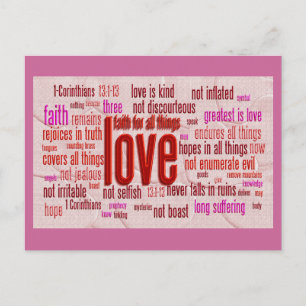 1 Corinthians 13:1-13 Heart Cloth Postcard
