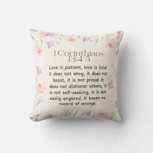 1 Corinthians 13:4-5 Christian Bible Verse Art  Cushion