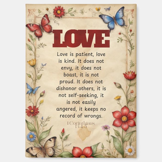 1 Corinthians 13:4-5 Christian Bible Verse Art  Magnet (Front)