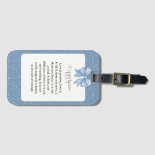 1 corinthians 13 4 5, love is patient love is kind luggage tag