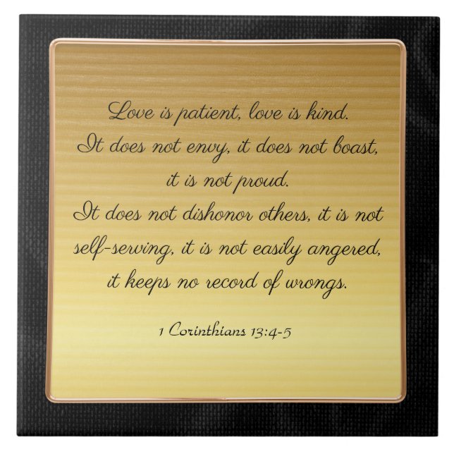 1 Corinthians 13:4-5 Love,  Tile (Front)