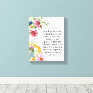 1 Corinthians 13:4-5 Soothing Watercolor Design Canvas Print